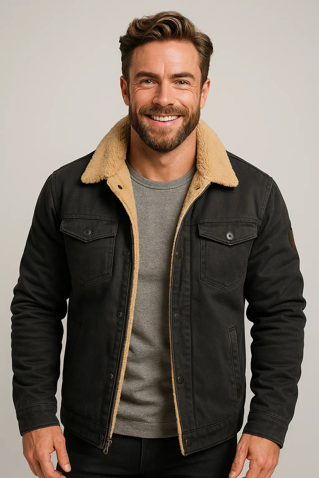 Men's Winter Jacket with Shearling Collar