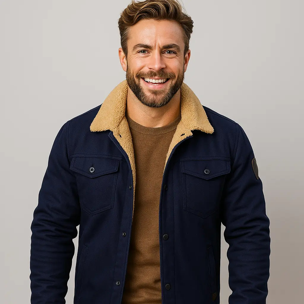 Men's Winter Jacket with Shearling Collar
