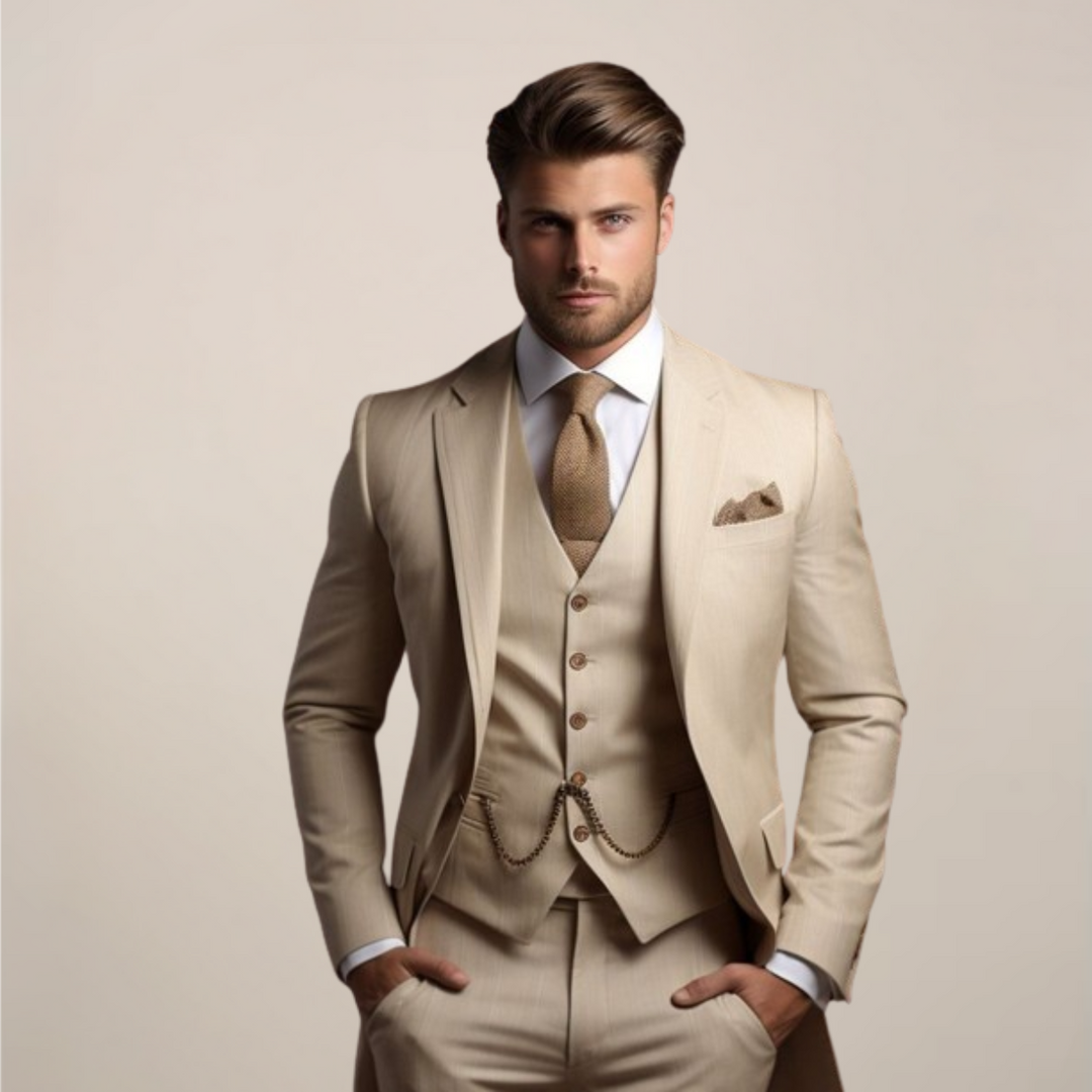 Slim fit tredelt jakkesæt til mænd