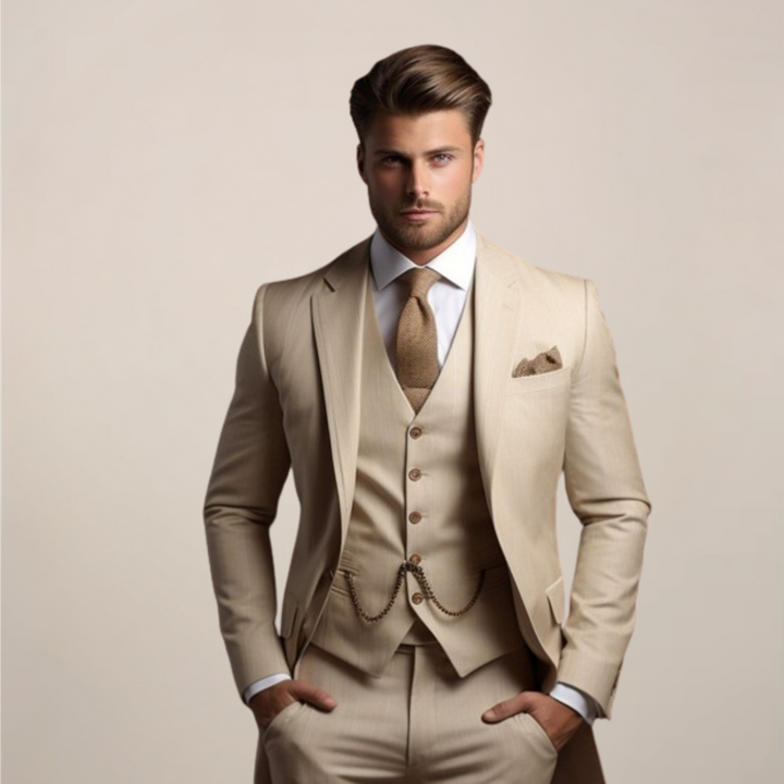 Slim fit tredelt jakkesæt til mænd