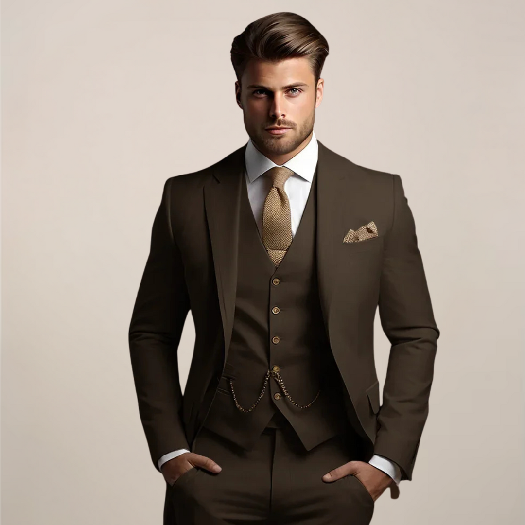 Slim fit tredelt jakkesæt til mænd