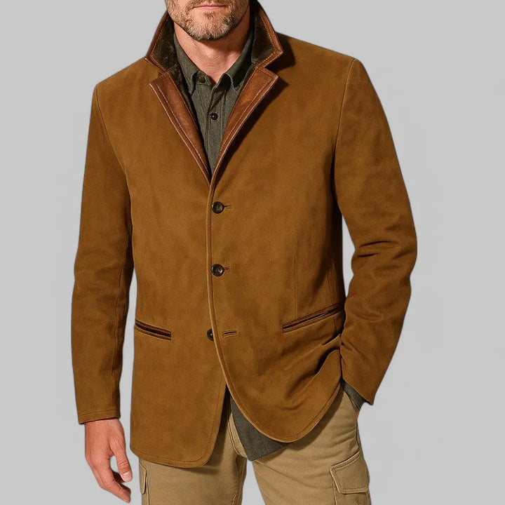 Men’s leather-trimmed blazer jacket
