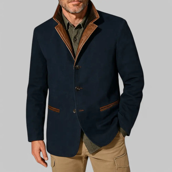 Men’s leather-trimmed blazer jacket
