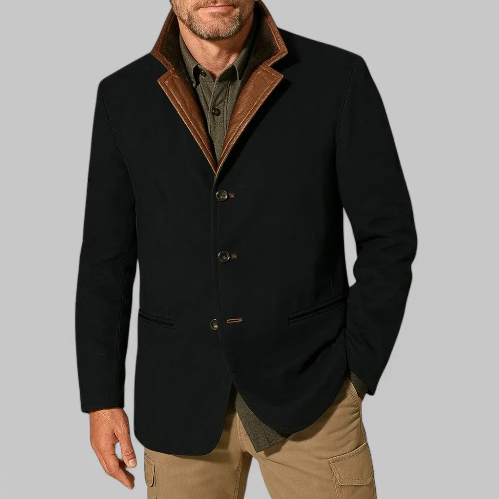 Men’s leather-trimmed blazer jacket