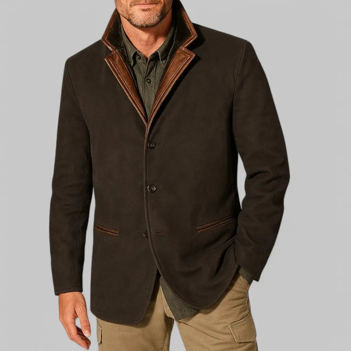 Men’s leather-trimmed blazer jacket