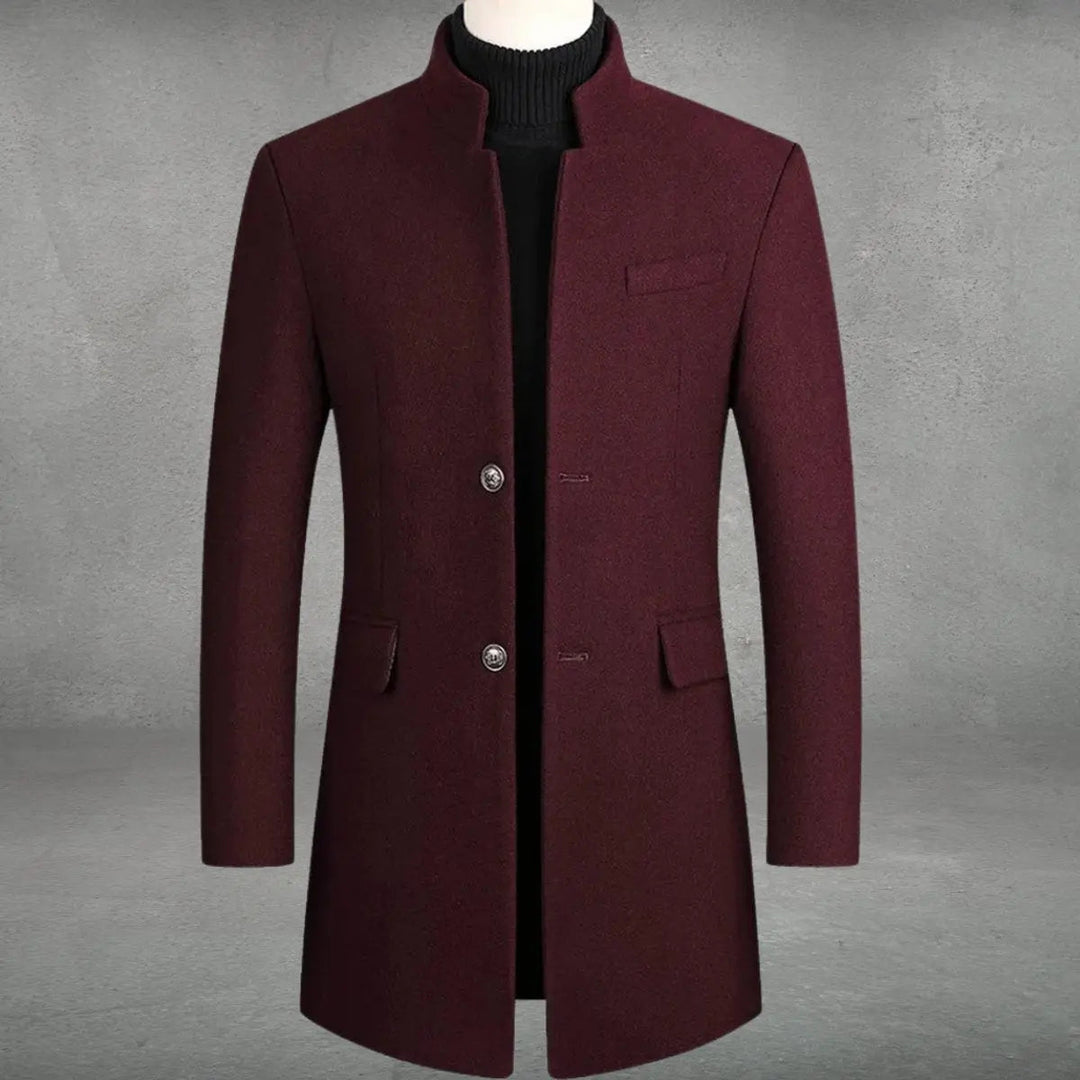 Men’s wool coat with stand-up collar