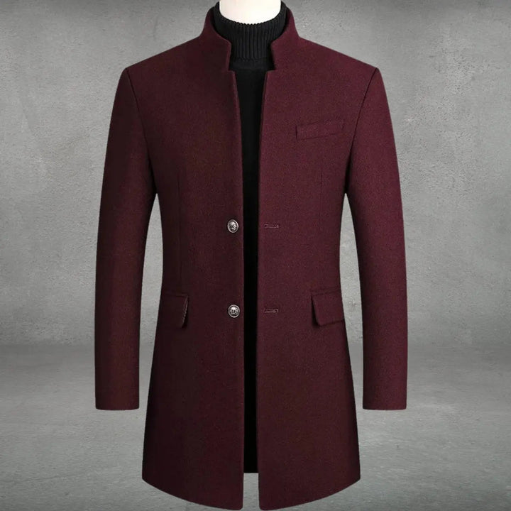 Men’s wool coat with stand-up collar