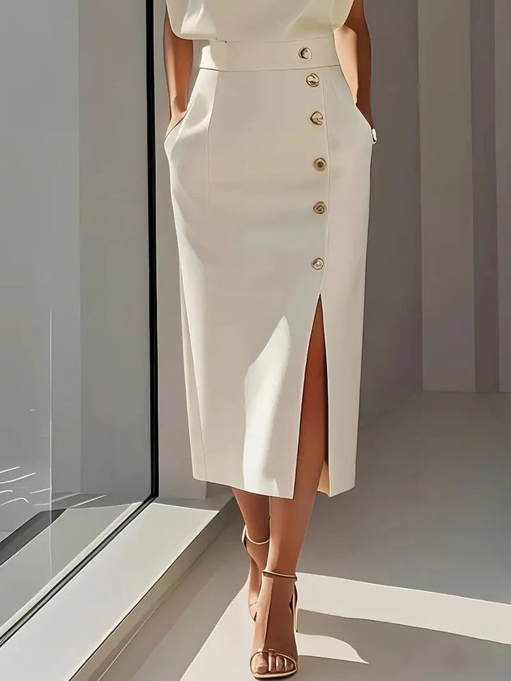 Midi dress with side slit for women