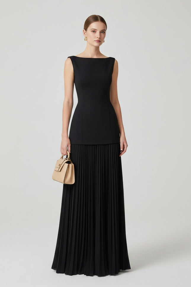 Pleated maxi dress set for women
