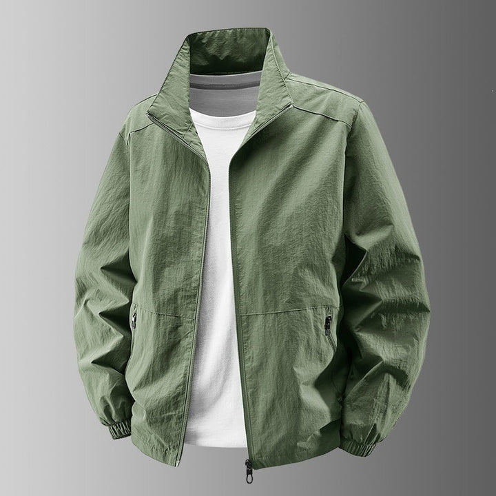 Lightweight bomber jacket with stand collar for men