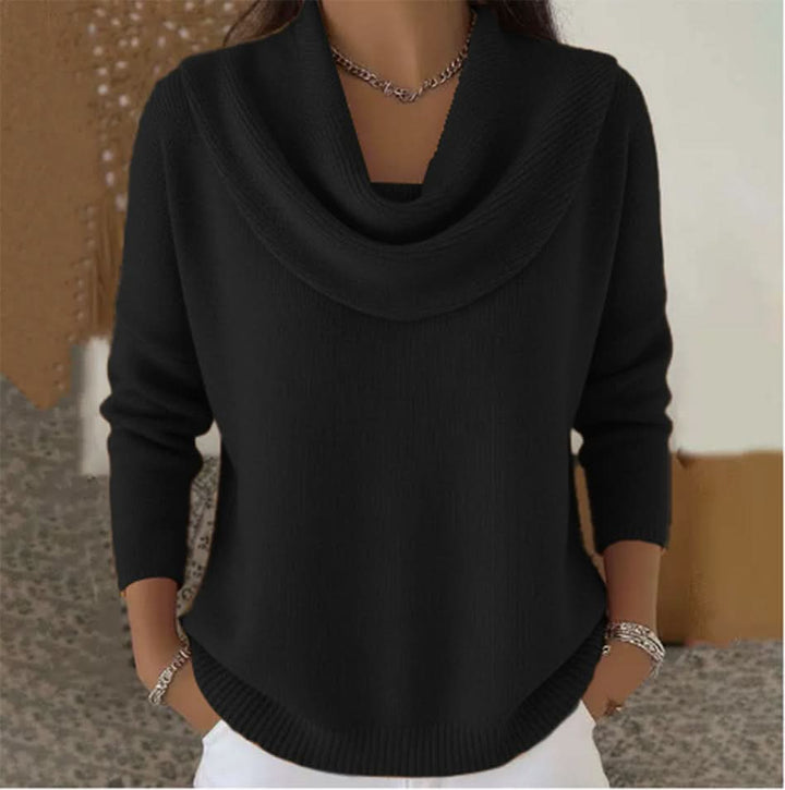Striksweater med Cowl Neck til Kvinder