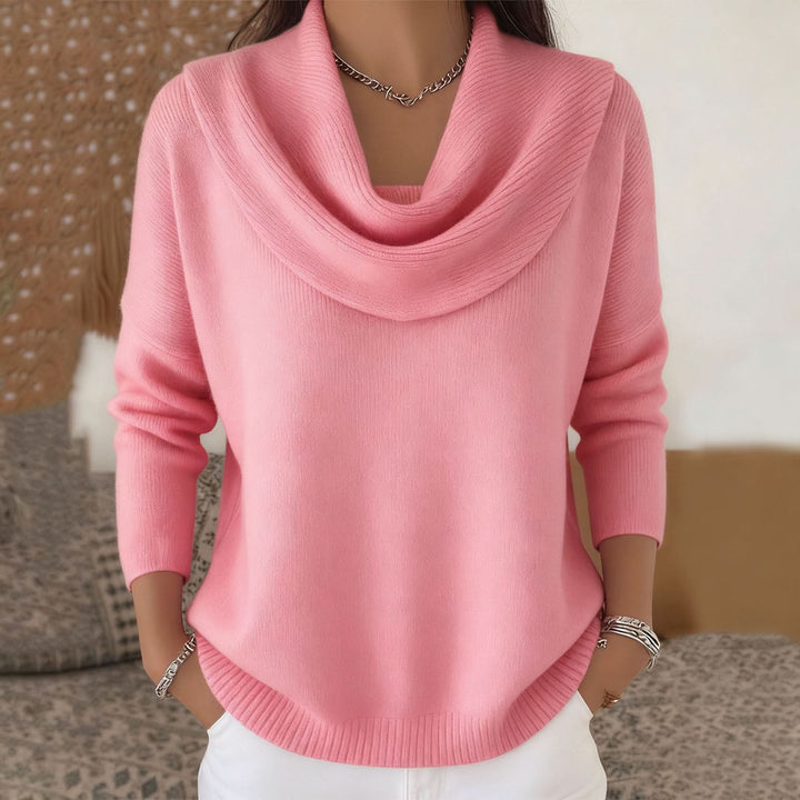 Striksweater med Cowl Neck til Kvinder