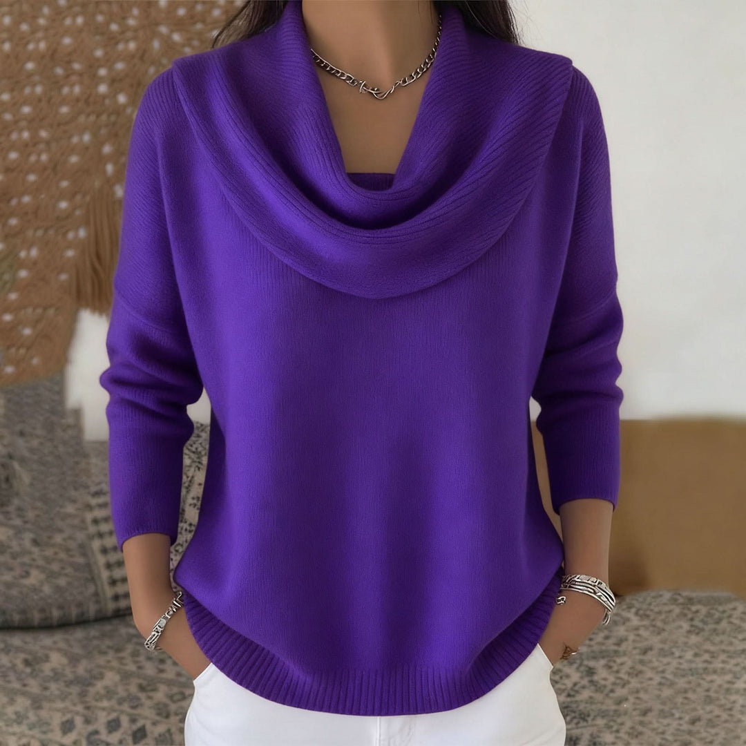 Striksweater med Cowl Neck til Kvinder