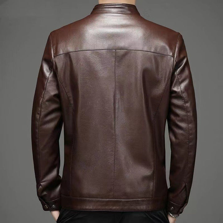 Men’s leather jacket with shirt collar