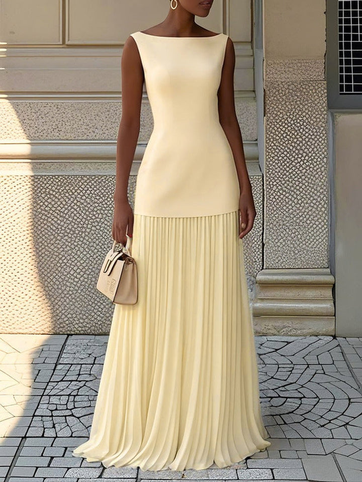 Pleated maxi dress for women
