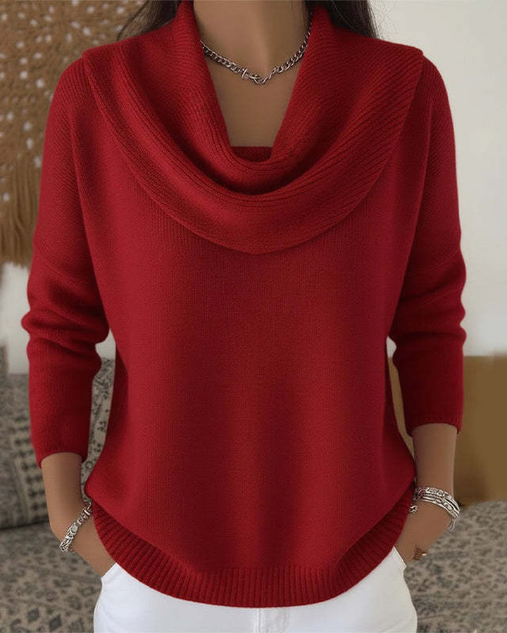 Strik sweater til kvinder med vandfaldshals