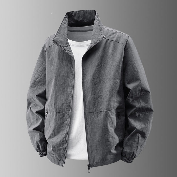 Lightweight bomber jacket with stand collar for men
