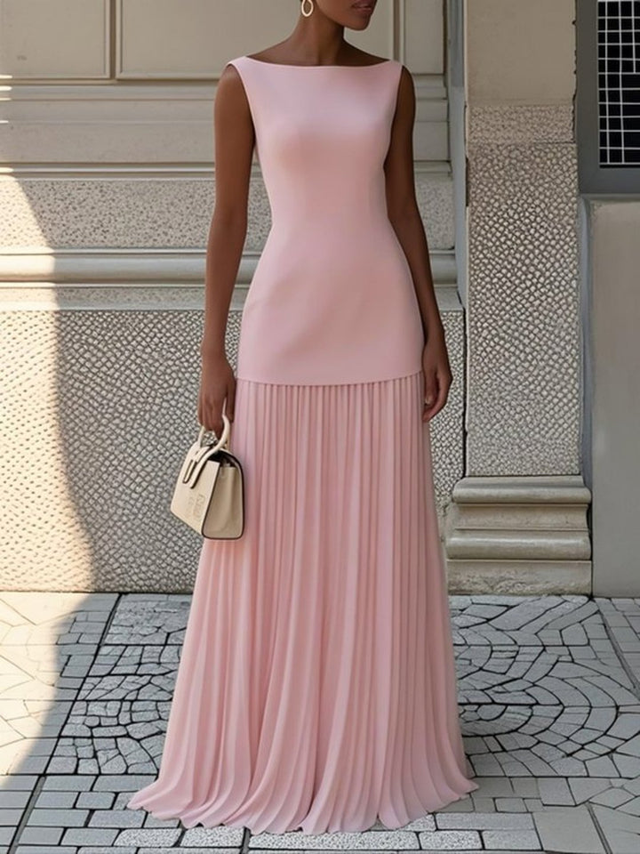 Pleated maxi dress for women