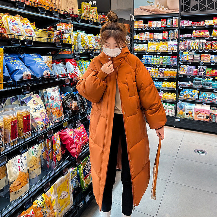 Long Quilted Jacket with Hood for Women