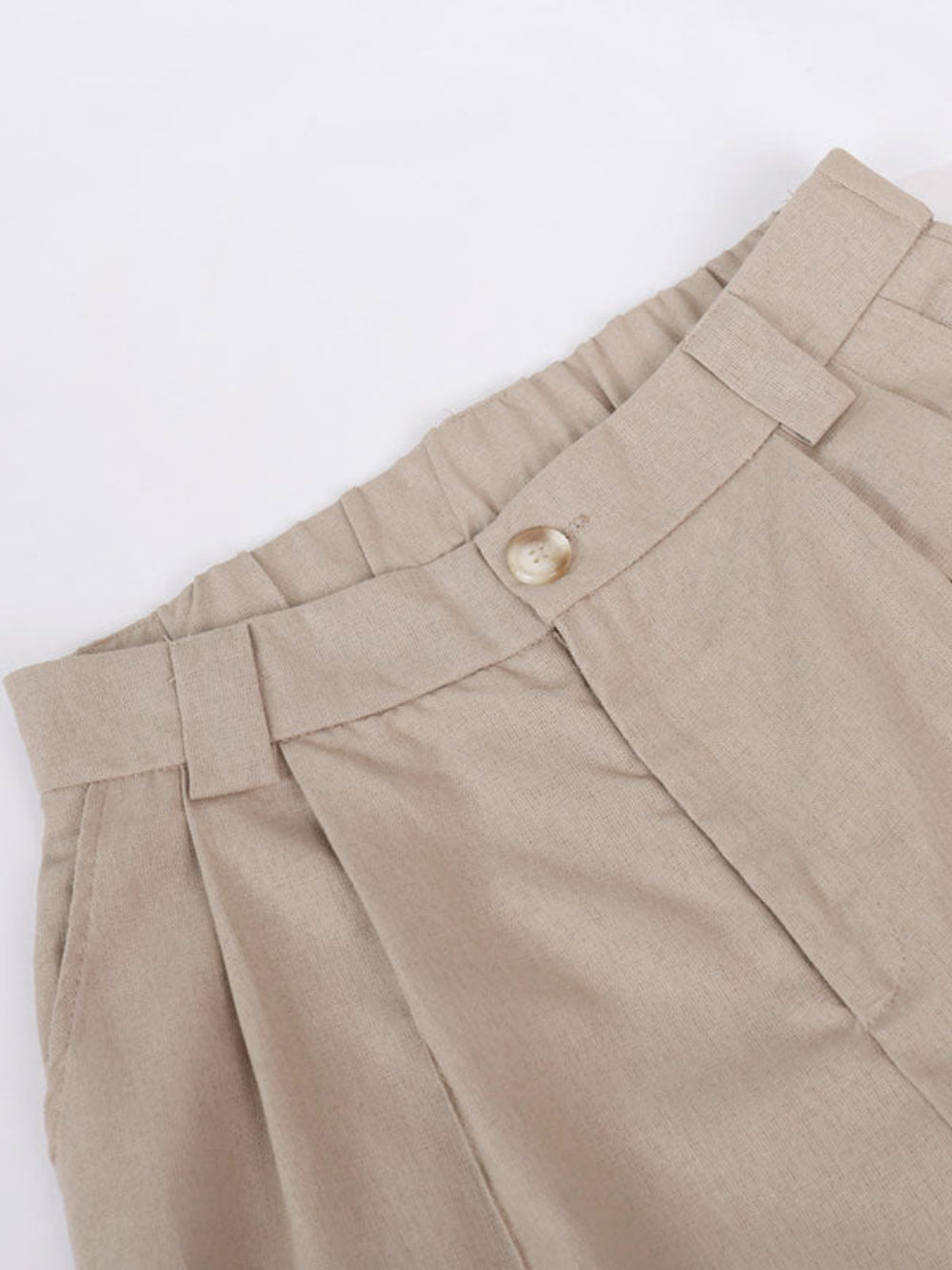 V-neck Pleated Top and Wide-Leg Pants Set for Women
