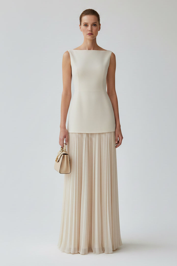 Pleated maxi dress set for women