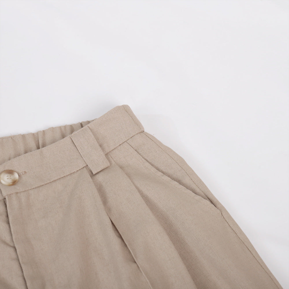 V-neck Pleated Top and Wide-Leg Pants Set for Women