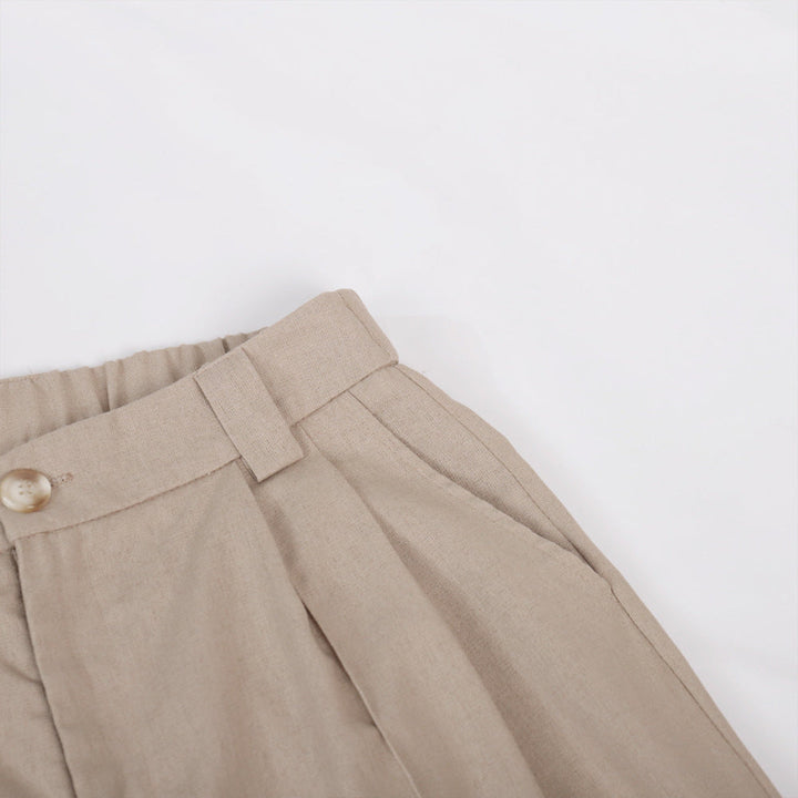 V-neck Pleated Top and Wide-Leg Pants Set for Women