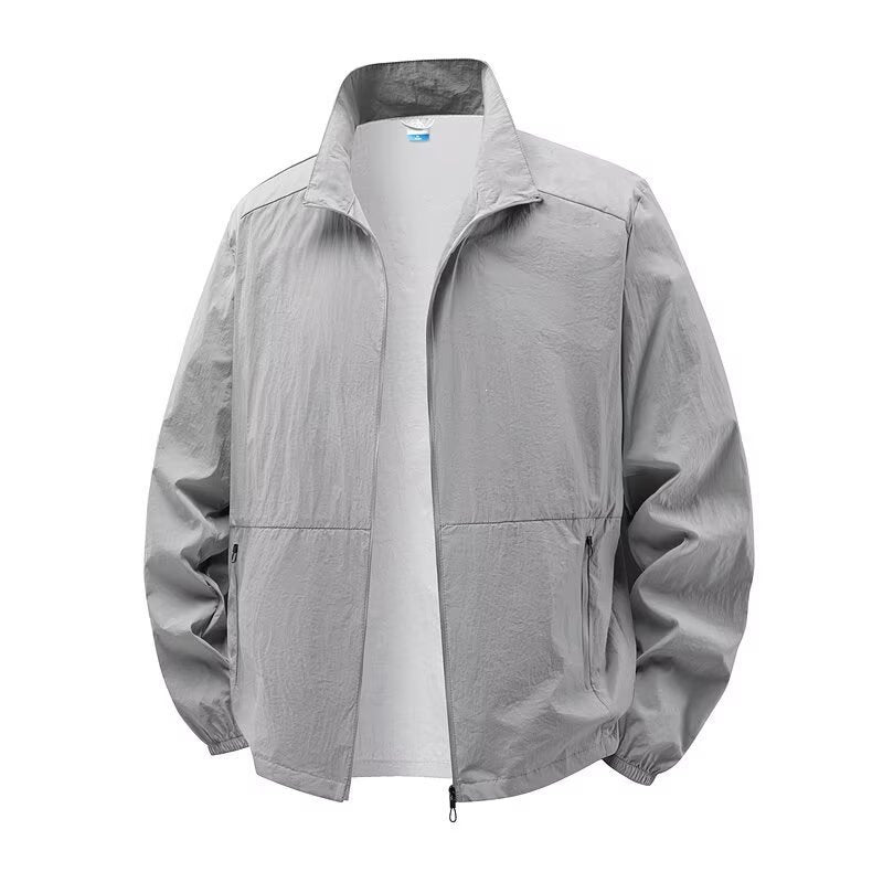Lightweight bomber jacket with stand collar for men