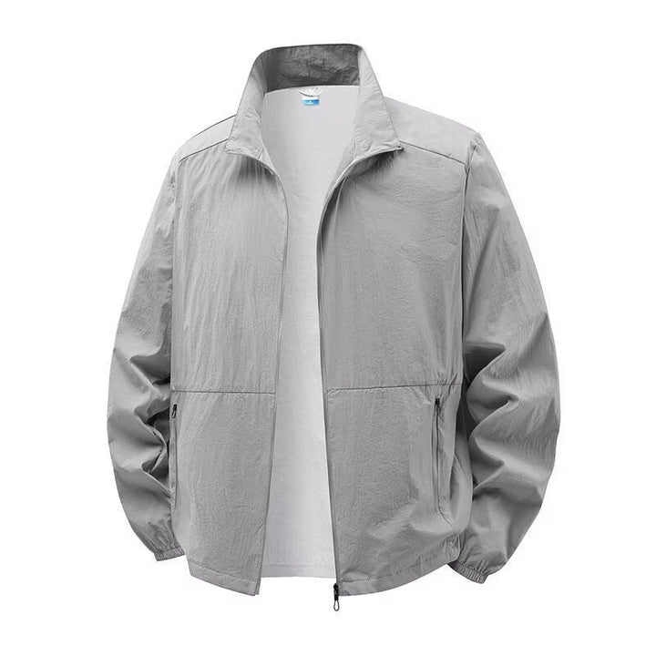 Lightweight bomber jacket with stand collar for men
