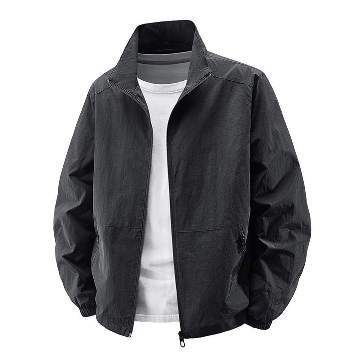 Lightweight bomber jacket with stand collar for men