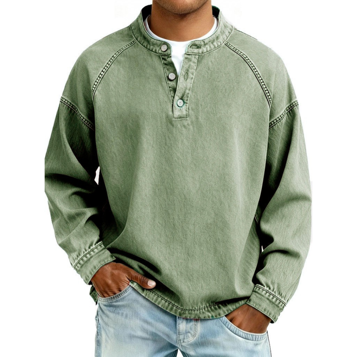 Vintage Henley Skjorte Herre