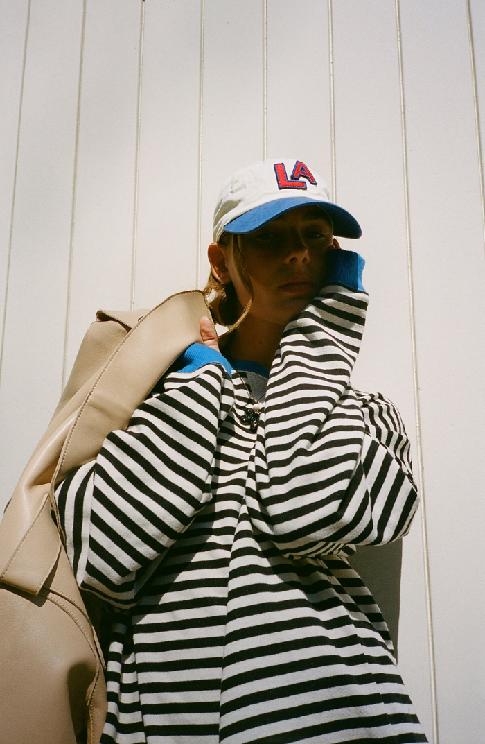Oversized striped sweatshirt for women