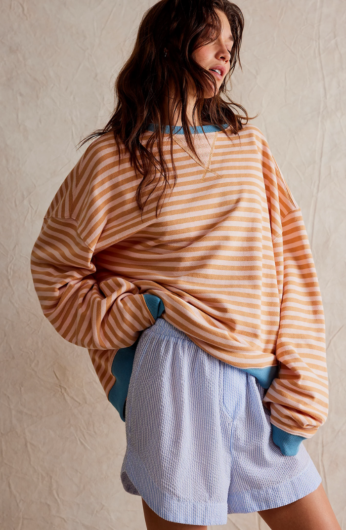 Oversized striped sweatshirt for women