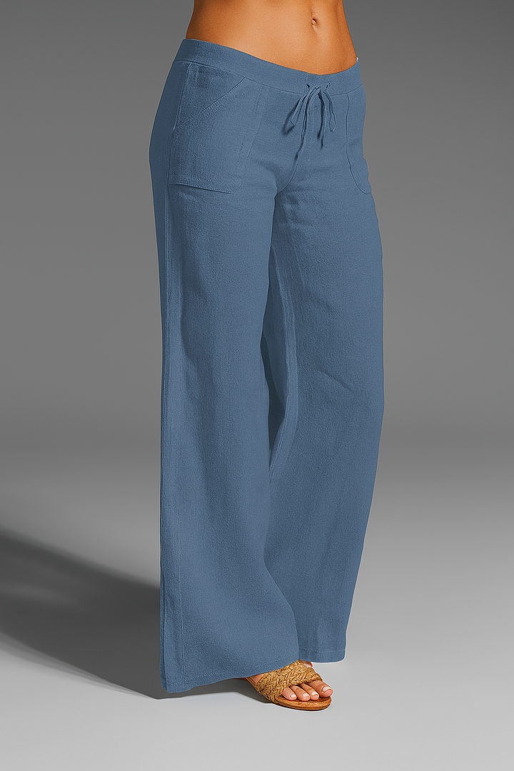 Relaxed linen trousers with wide legs for women