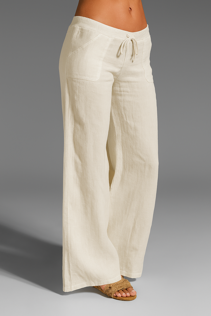 Relaxed linen trousers with wide legs for women