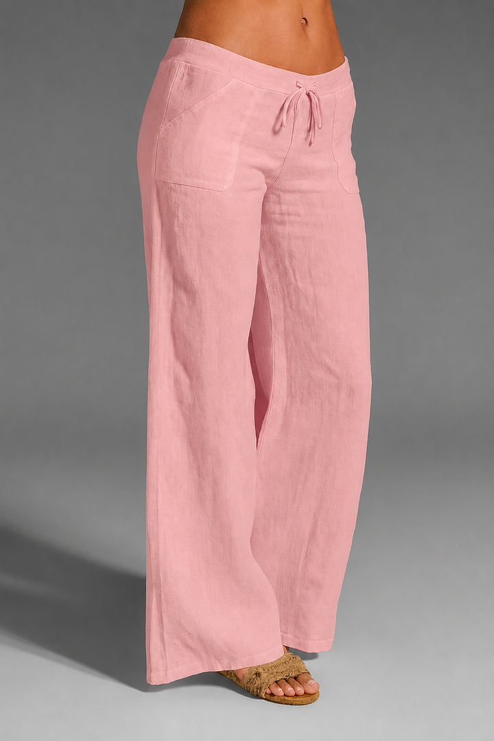 Relaxed linen trousers with wide legs for women