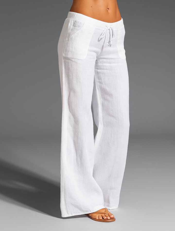 Relaxed linen trousers with wide legs for women