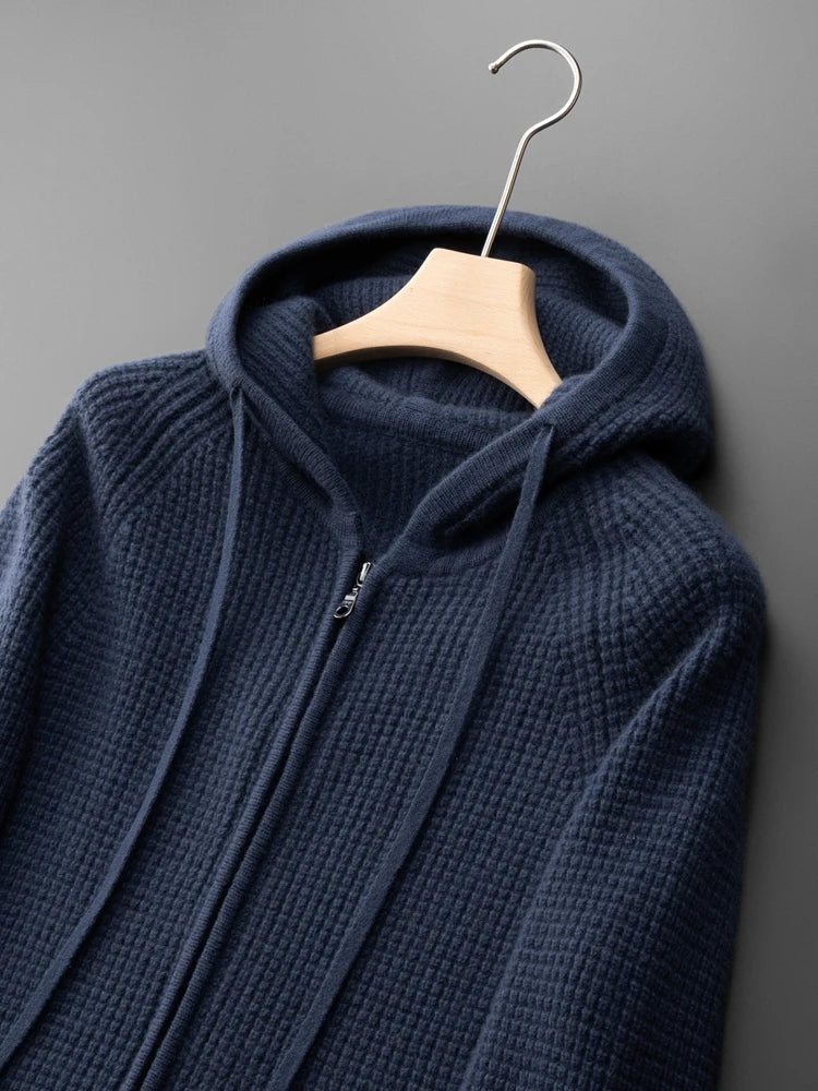 Men's Relaxed Fit Full-Zip Hoodie with Ribbed Trims