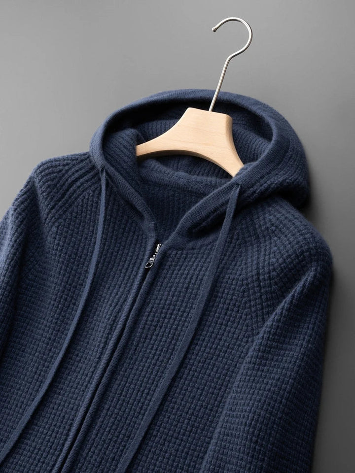 Men's Relaxed Fit Full-Zip Hoodie with Ribbed Trims