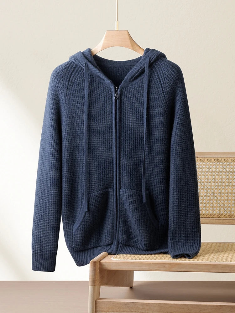 Men's Relaxed Fit Full-Zip Hoodie with Ribbed Trims