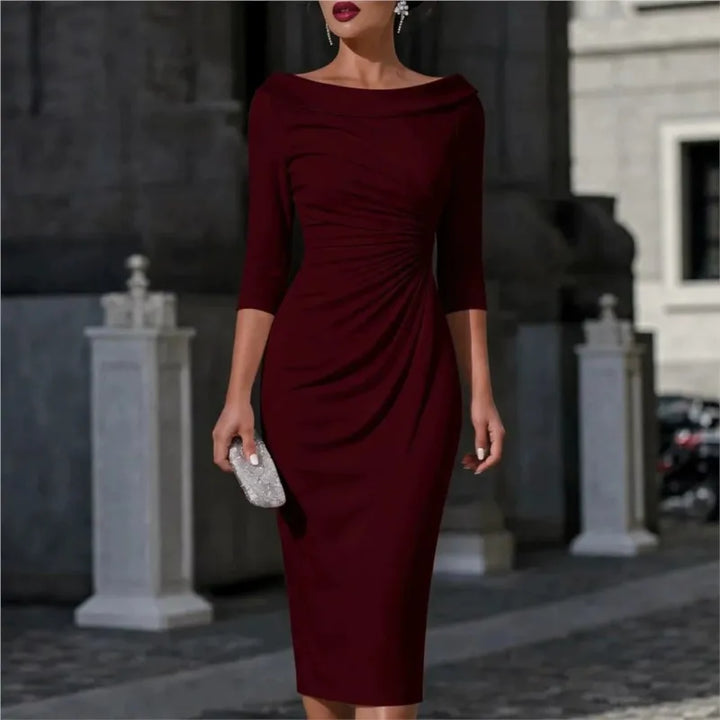 Ruched Leather Dress for Women