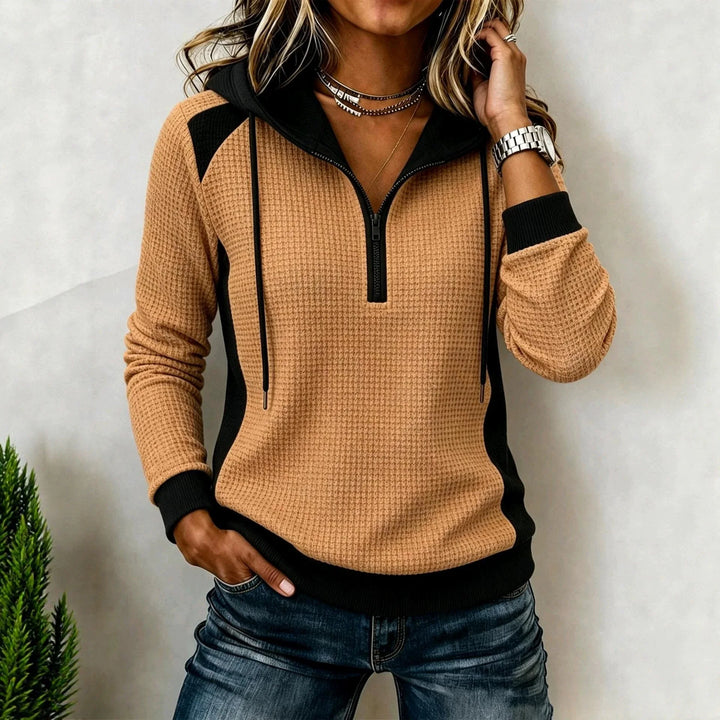 Women's Waffle-Knit Half-Zip Hoodie