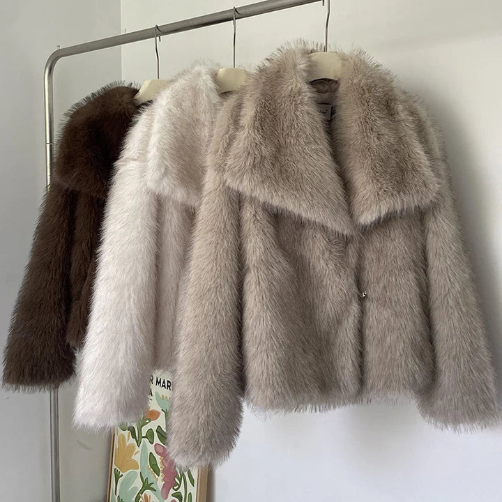 Pelsfrakke med Oversized Sjalskrave til Kvinder