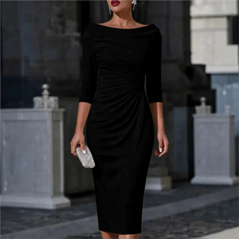 Ruched Leather Dress for Women
