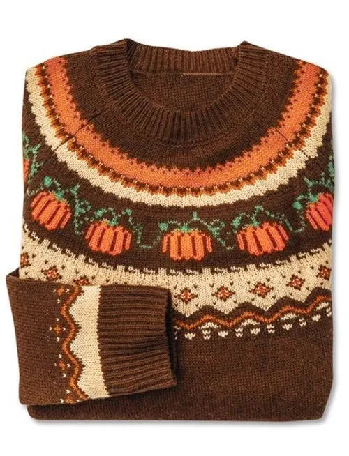 Crewneck Striktrøje med Jacquardmønster til Kvinder