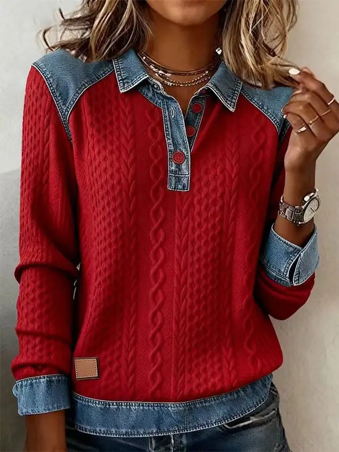 Women's blouse with denim details