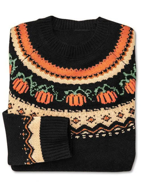 Crewneck Striktrøje med Jacquardmønster til Kvinder