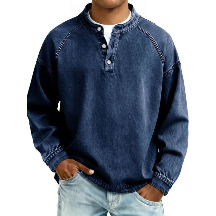 Vintage Henley Skjorte Herre