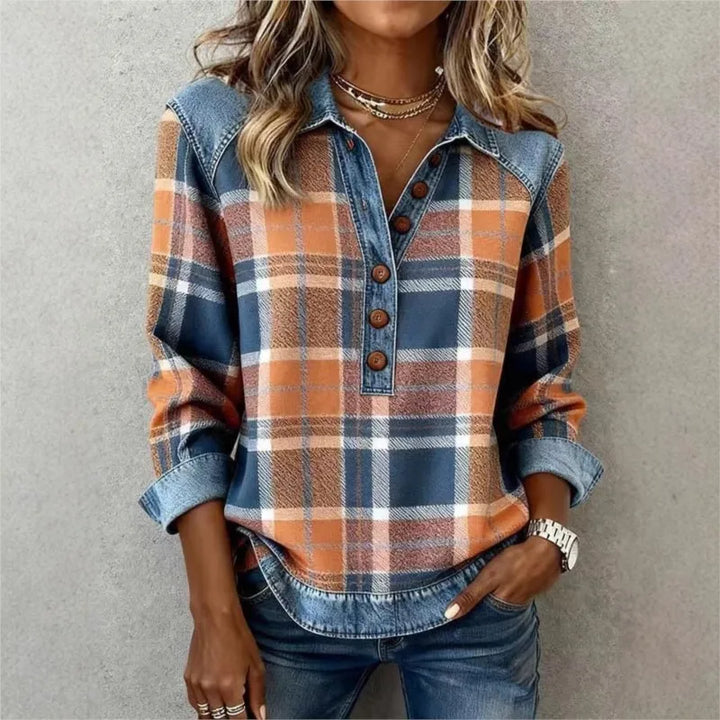 Women's blouse with denim details