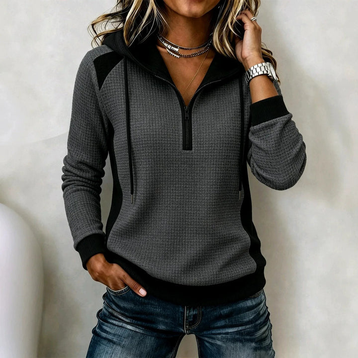Women's Waffle-Knit Half-Zip Hoodie